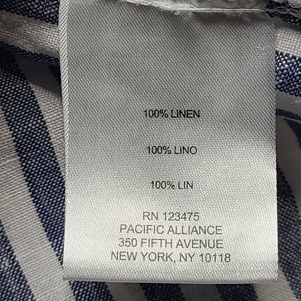 Ellen Tracy Tank Top Women Large Blue Striped Excellent Linen Sleeveless Shell - Picture 5 of 7